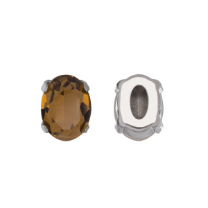 Кристалл в оправе 4120C 8x6 мм Crystalbird - Smoked Topaz (#220), родий, 8 шт. (#CBCS-0084)