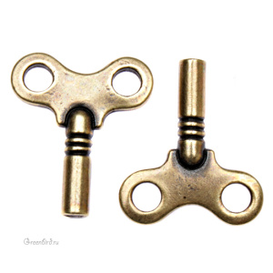 Подвеска "Заводной ключ", ант. латунь, 1 шт. (#TC-2337)