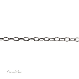 Цепочка 4.2х2.8мм "Чеканка", ант. серебро, 10 см (#TC-1525-12)