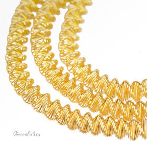 Канитель фигурная "Винтовая спираль" 4.2 мм, яркое золото (KAN4759)