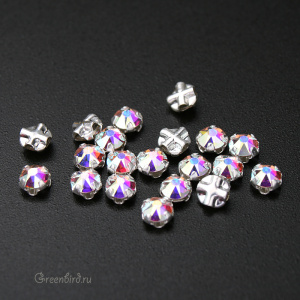 53100 Roses Montees SS12 (3мм) в оправе, серебро – Crystal AB (#001AB)