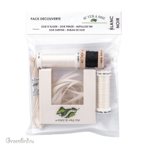 Набор ниток AVAS с шелковой лентой, Blanc/Noir Набор ниток AVAS с шелковой лентой, Blanc/Noir