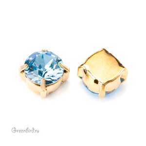 Swarovski 1088 Шатон в оправе SS39, золото, аквамарин (#202), 1 шт.