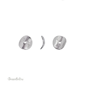 Бусина, родий, 1 шт. (9H742), Корея