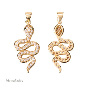 Подвеска с фианитами "Змея", золото, 1 шт. (#SV1701-Pendant-60G)