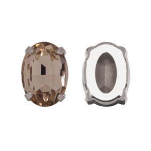 Crystalbird 4120 Овал 14x10 мм в оправе, родий, шелк (#K391), 1 шт.