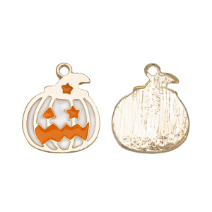 Подвеска "Тыква", эмаль, белый, золото, 1 шт. (#CN-PN-214)
