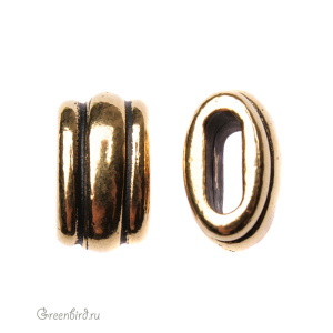 Бусина "Деко баррель" 11х6, ант. золото, 1 шт. (#TC-5804)