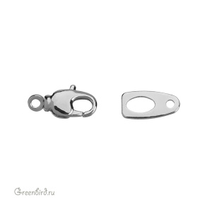 Замок-карабин 12 мм, родий, 1 шт. (#SV1701-JS-07R)