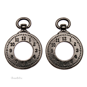 Подвеска "Часы", gunmetal, 1 шт. (#TC-2345)