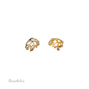 Концевик для шнура "Веточки", матовое золото, 1 шт. (9H386), Корея
