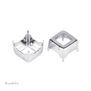 NEW 4499 Оправа для Prismatic Square Fancy Stone 14 мм, томпак/родий