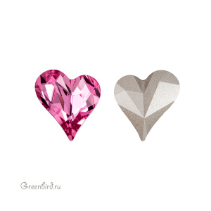 4810 Asymmetrical Heart Fancy Stone 13x12 мм – Rose (#209)