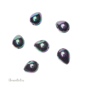 Жемчуг "Майорка" капля 18 x 14 мм, черный/скарабей, 1 шт (#SV1701-9037)