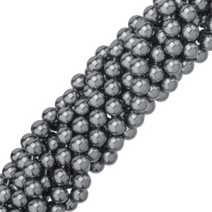 Жемчуг Crystalbird круглый 10 мм, гематит, нить (#57)