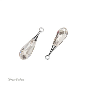 Swarovski 6532 подвеска Капля с бейлом 21 мм, родий, серебристая дымка (#001SSHA), 1 шт.