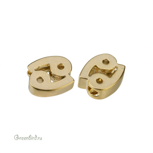 Бусина фигурная "Зодиак - Рак", матовое золото, 1 шт. (9JJ265), Корея Бусина фигурная "Зодиак - Рак", матовое золото, 1 шт. (9JJ265), Корея