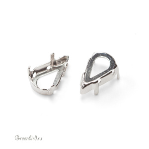 4328 Оправа для ювелирного кристалла Pear 13х7,8 мм, белая бронза