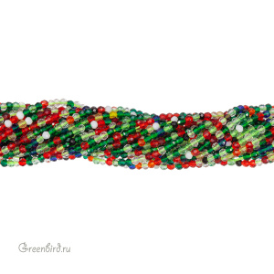 Бусины граненые рондели "Мини", рождественский микс, круглые, нить (#SVAB-R2007)