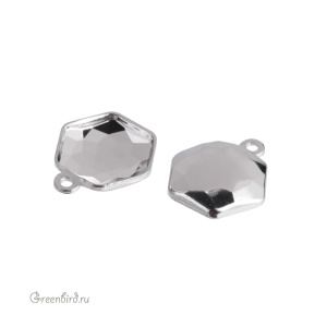 NEW 4683 Оправа-подвеска для Thin Hexagon Fancy Stone 10х11,2 мм, томпак/родий