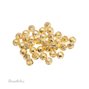 Бусина "Рифленая" 3 мм, золото, 1 шт. (#SVABM-31G)
