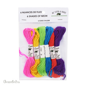 Набор шелкового мулине AVAS Soie D'Alger® 6 Nuances — Neon