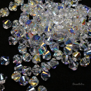 Swarovski 5328 Биконусы 4 мм, прозрачный радужный (#001AB), уп. 20 шт.