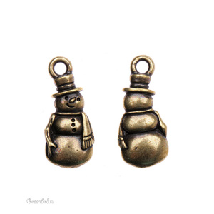 Подвеска "Снеговик", ант. латунь, 1 шт. (#TC-2355)