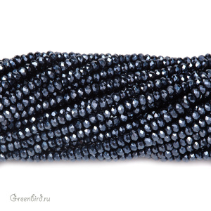 Бусины граненые рондели "Мини", угольно-серый, нить (#SVAB052)