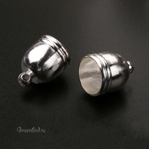 Концевик для шнура, серебро, 1 шт. (#26632-SIL)