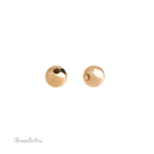 Бусина полая 5 мм, золото, 1 шт. (#SVABM-203G)