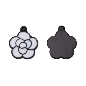Подвеска с эмалью "Цветок", бело-черный, 1 шт. (#CN-PN-070)