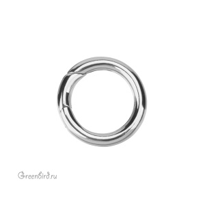 Кольцо-карабин круглое 18 мм, родий, 1 шт. (#SV1701-Z014-R)