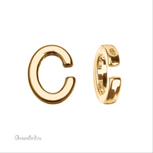 Подвеска гладкая буква "C", золото, 1 шт. (#SV1701-LG-C)