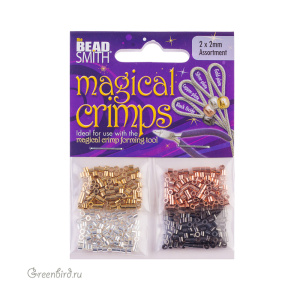 Кримпы "Magical Crimps" 2х2 мм, 4 цвета, уп. 500 шт. (#TCBASST20-MC)