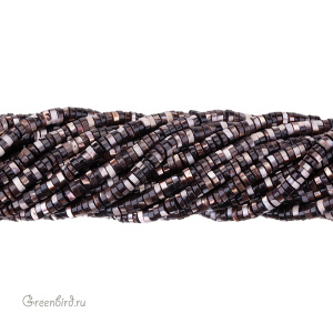 Бусины-диски 6 мм, шоколадный перламутр, нить (#SVA-PRL-111)