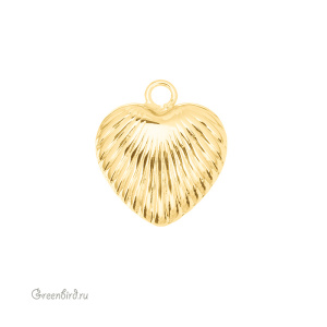 Подвеска "Сердечко-ракушка" 20 мм, золото, 1 шт. (#SV1701-Pendant-99G)