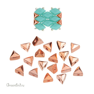CYMBAL Металлическая боковая бусина GemDuo "Embourios", розовое золото, 1 шт. (#GD-012841-RG)