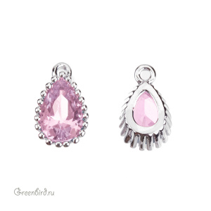 Подвеска-капля с фианитом, родий, Rose (#SVA-FIAN-142R)