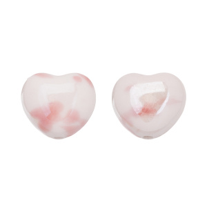 Бусина керамика "Сердце" 17х15 мм, розовый далматин, 1 шт. (#SVA-CRM-67)
