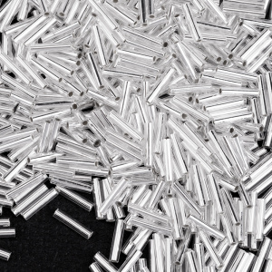 Бисер MIYUKI Slender Bugle 6 мм – Silver Lined Crystal (#1), 10 г