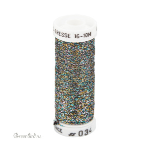 Металлизированная нить Tresse #16 AVAS, меланж/черный, 10 м (#16-034)
