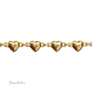 Цепочка фигурная "Сердечки", золото, 30 см (#Chain-75G)
