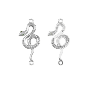 Коннектор с фианитами "Змейка", родий, 1 шт. (#SVA-FIAN-1012R)