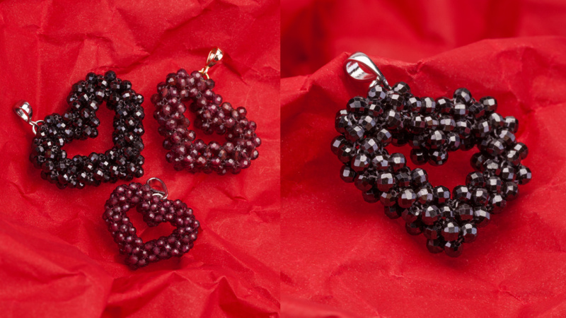 Сердечки в технике крестик из цирконов