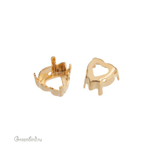 4884 Оправа для ювелирного кристалла Heart Fancy Stone 8,8х8 мм, золото