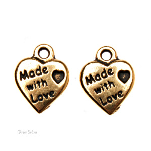 Подвеска "Сделано с любовью", ант. золото, 1 шт. (#TC-2180)