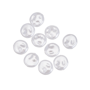 Жемчуг барочный круглый "Таблетка" 14 мм, пластик, White, уп.10 шт. (#CN-PRL-011)