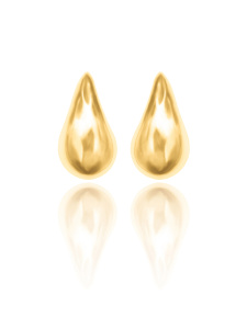 Серьги - пуссеты дутые "Капли" 32 мм, золото, пара (#SV1701-1000G)