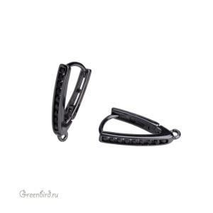 Швензы с английским замком и цветными фианитами, gunmetal, пара (#SV1701-1463)
